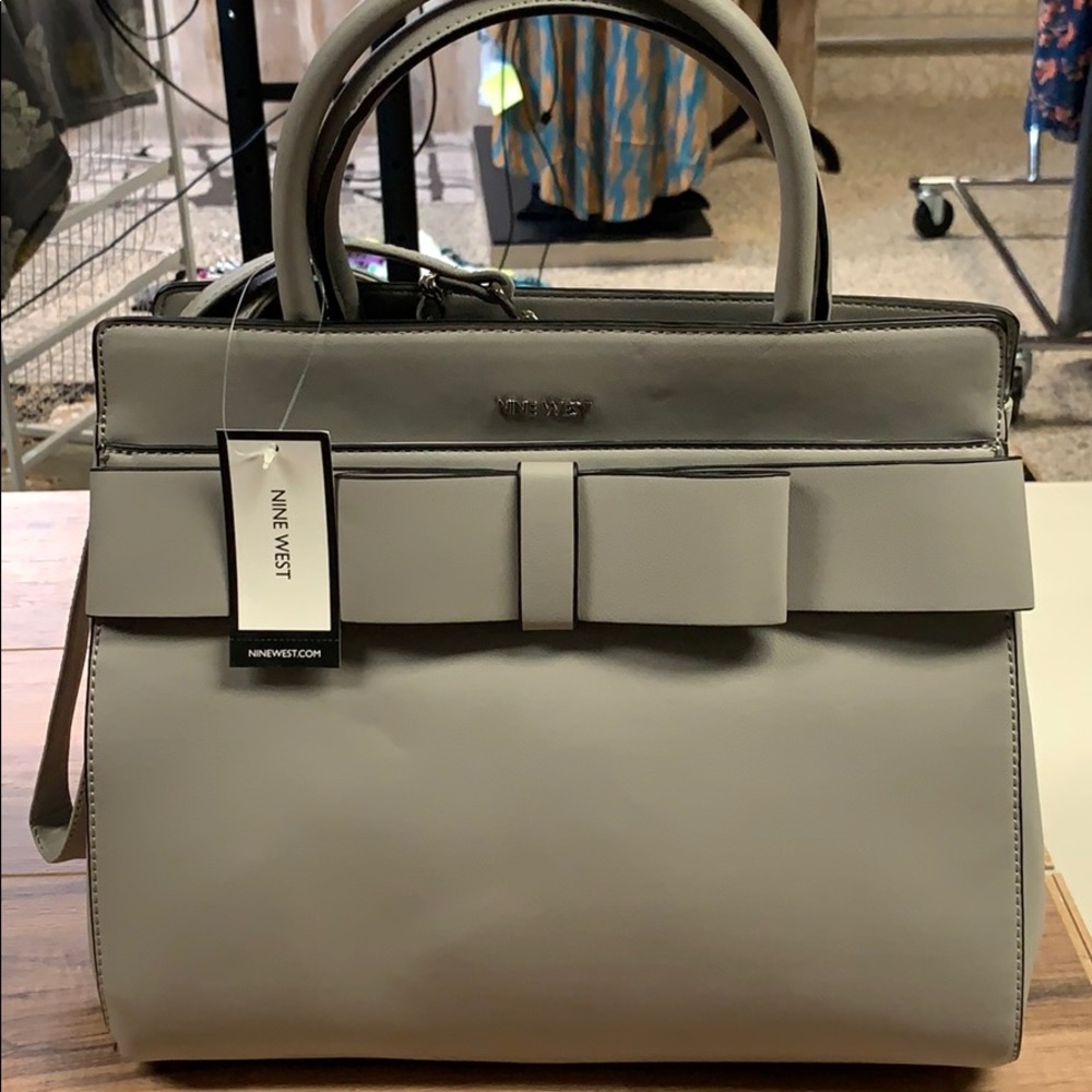 NWT NINE WEST GREY BOW TIE BAG